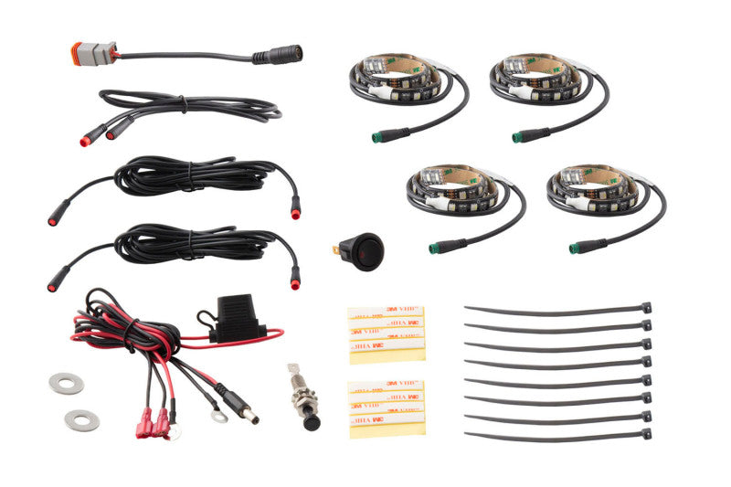 Load image into Gallery viewer, Diode Dynamics RGBW Engine Bay Strip Kit 4pc Multicolor
