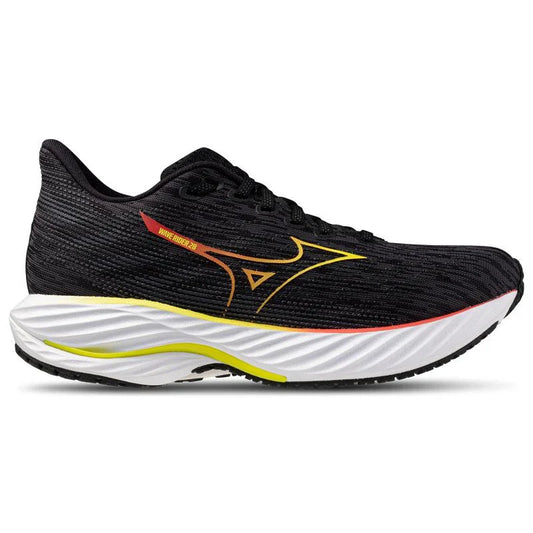 Women's Mizuno Wave Rider 28, Black/Evening Primrose, 10.5 B Medium - Skoutley Outdoors LLC