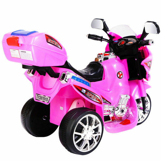Babyjoy 6V Pink Electric Ride-On Motorcycle for Kids with 3 Wheels