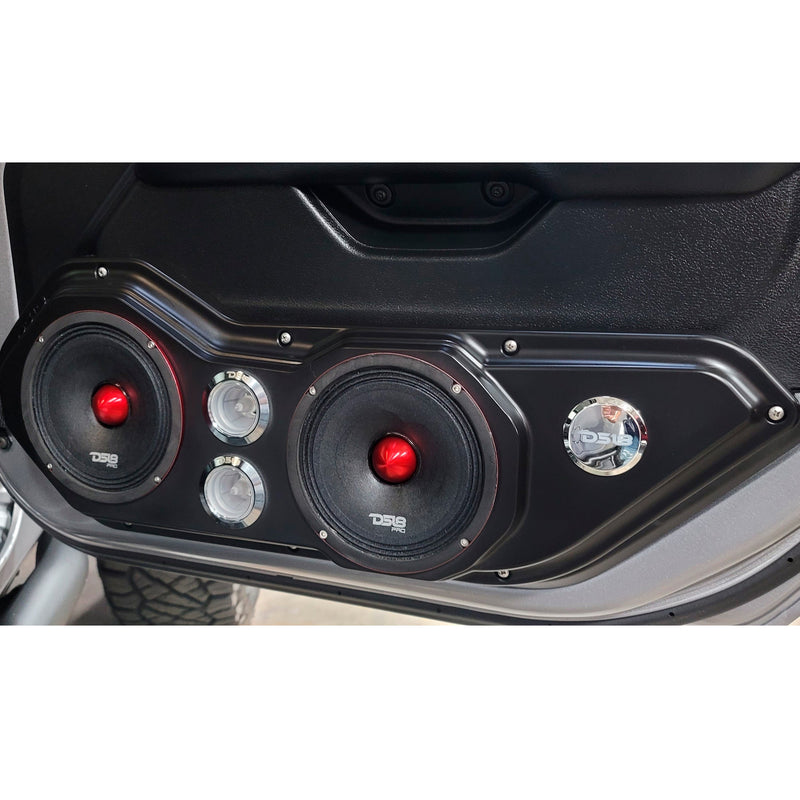 Load image into Gallery viewer, DS18 JL-FD-LR JL/JLU/JT(GLADIATOR) Front Door Panel 2 x 6.5&quot; Speakers + 2 x 1&quot; Tweeters with Custom Bar Handle
