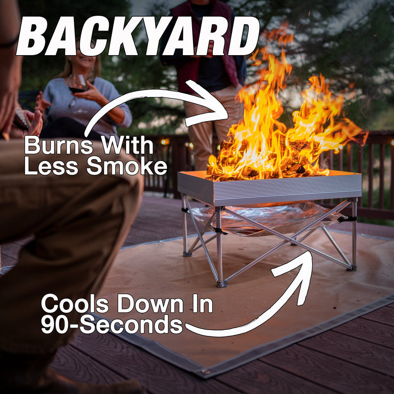 Load image into Gallery viewer, Fireside Outdoor Pop-Up Fire Pit &amp; Heat Shield Bundle
