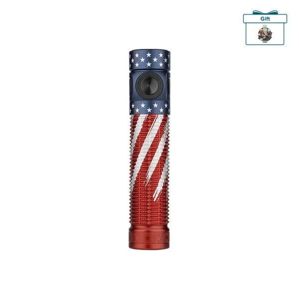Load image into Gallery viewer, Olight Baton 4 Pro Rechargeable EDC Flashlight – 1600 Lumens – Black &amp; Stars &amp; Stripes
