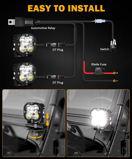 XP-ULTRA Series 3 Inch 80W Combo Beam LED Pods Amber&White Offroad Lights