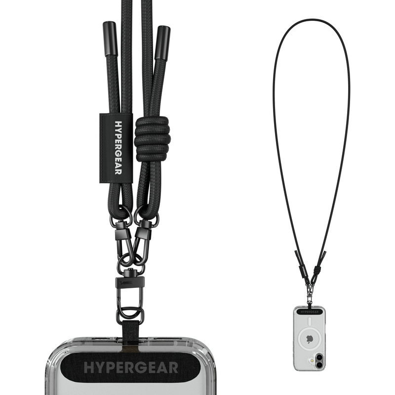 Load image into Gallery viewer, HyperGear TECHcessories Black Braided Rope Universal Crossbody Phone Strap
