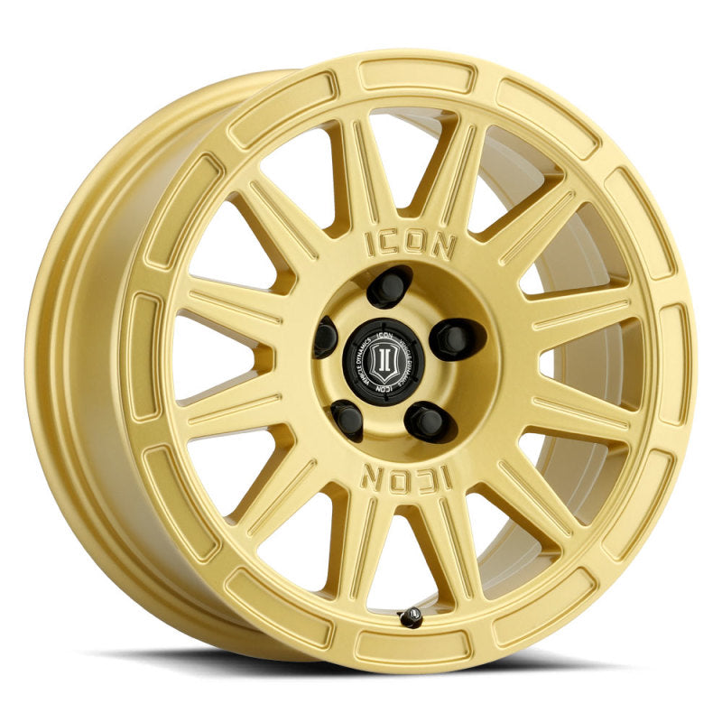 Load image into Gallery viewer, ICON Ricochet 17x8 5x4.5 38mm Offset 6in BS - Gloss Gold Wheel
