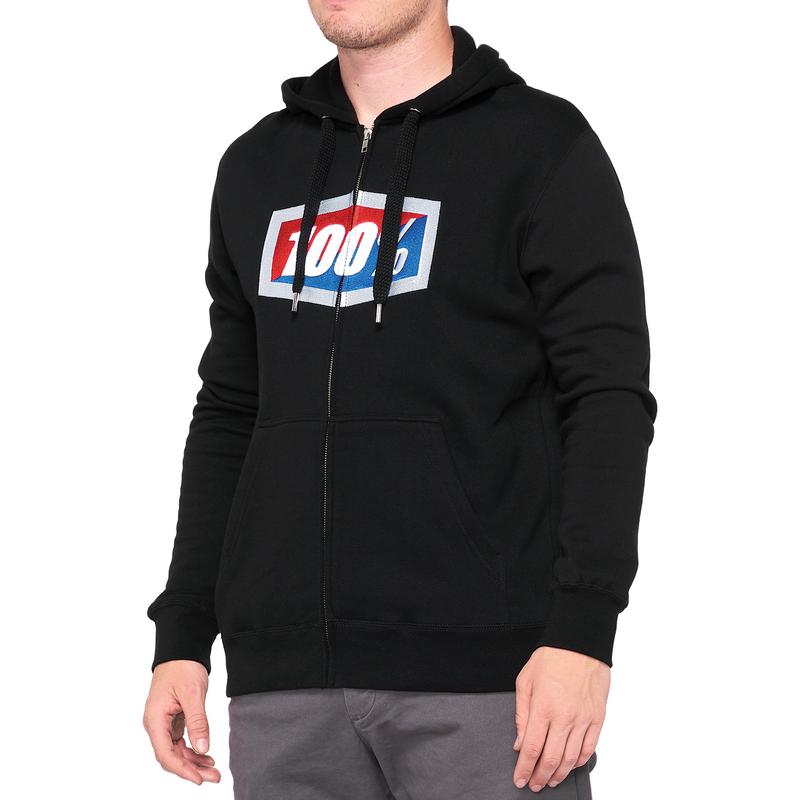 Load image into Gallery viewer, 100% Official Fleece Zip-Up Hoodie - Black - Small 20032-00010
