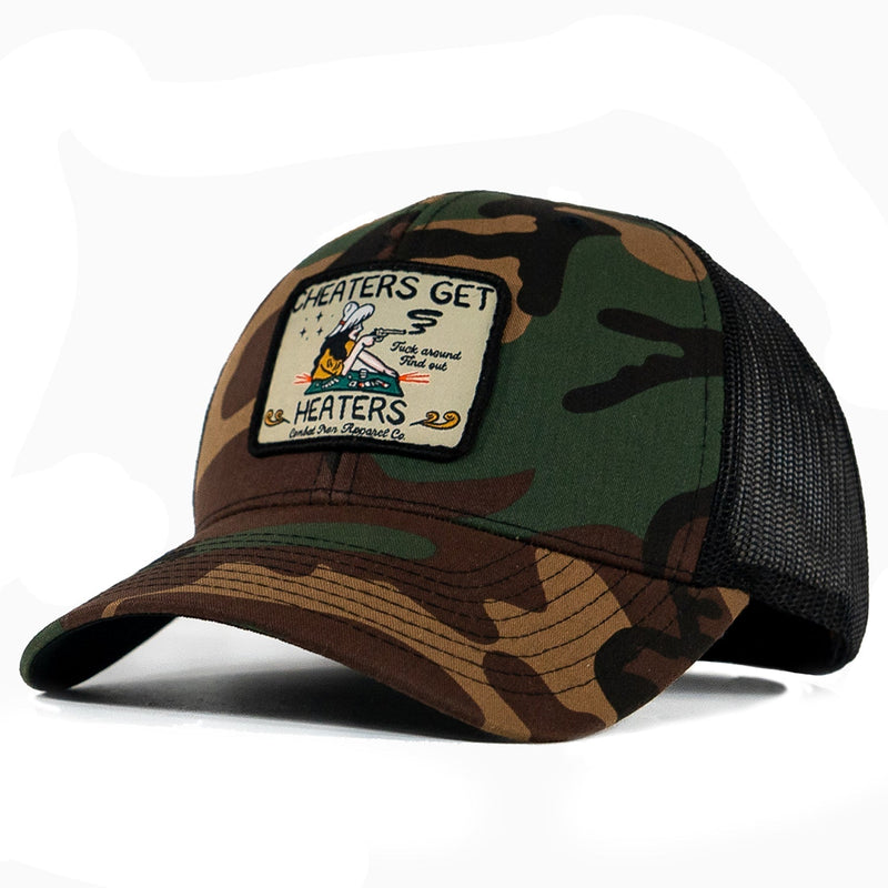Load image into Gallery viewer, Cheaters Get Heaters Western Cowboy Patch SnapBack
