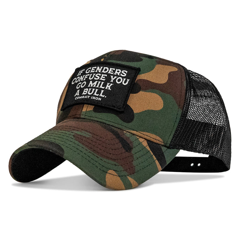 Load image into Gallery viewer, If Genders Confuse You, Go Milk A Bull Patch Snapback Hat
