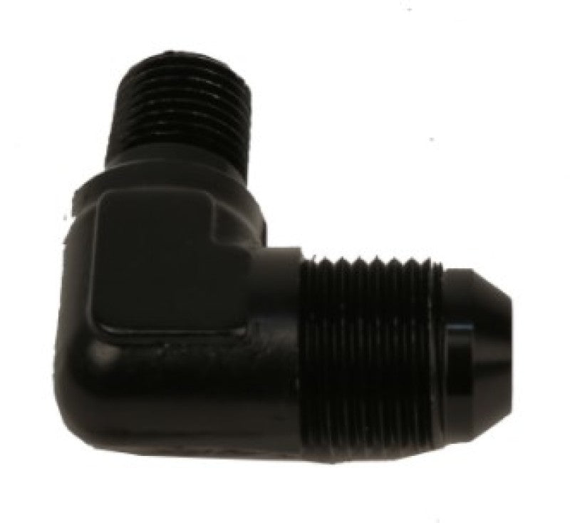 Load image into Gallery viewer, Aeromotive Fitting Elbow 1/4in-MNPT to AN-08 90-Deg Black 15667
