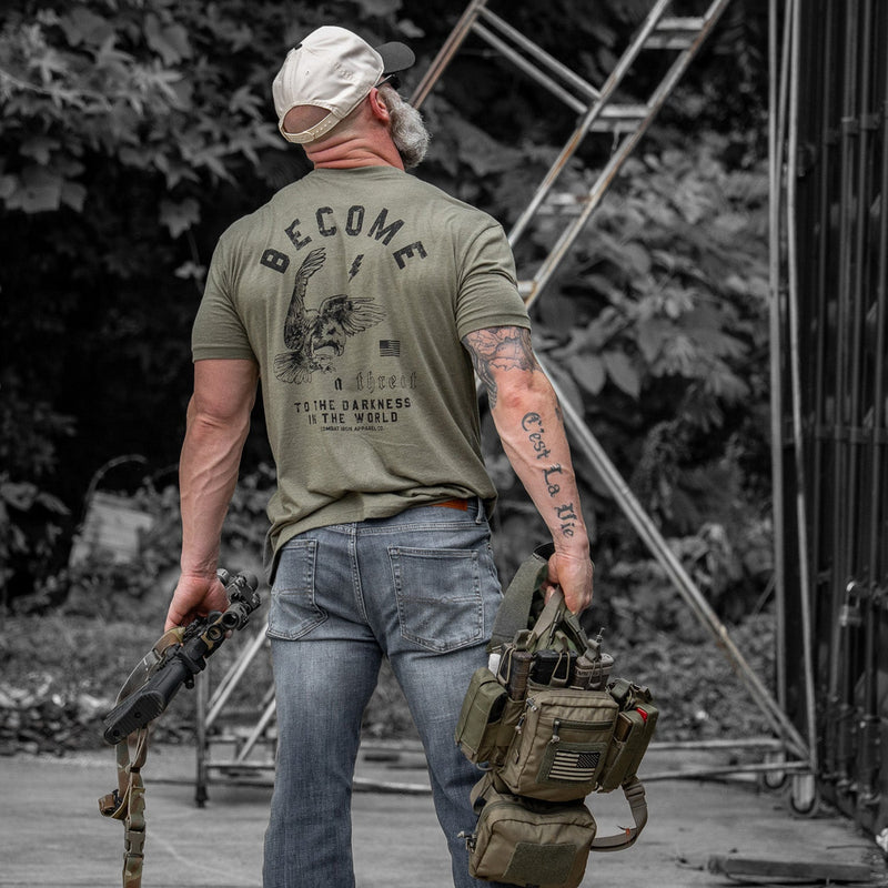 Load image into Gallery viewer, Become A Threat To The Darkness Men&#39;s T-Shirt
