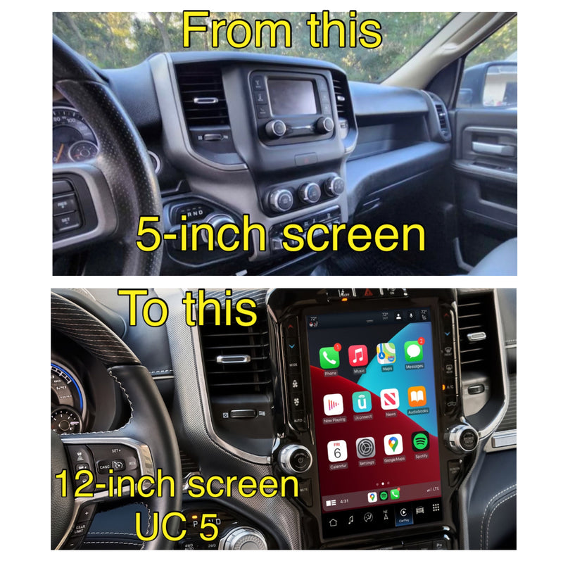 Load image into Gallery viewer, 2019-2021 RAM 1500 UBQ Uconnect 5 Upgrade kit with 12-inch Touchscreen including Wireless Apple CarPlay / Android Auto
