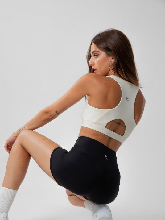 Women's Heart Neckline Sports Bra - Beige | LuxeForm Medium Support