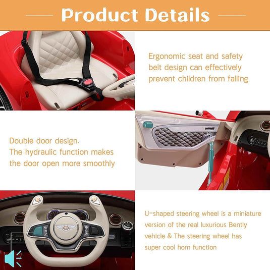 Bentley Kids Ride On Electric Toy Car with Remote Control and LED Lights - Perfect Gift for Young Drivers