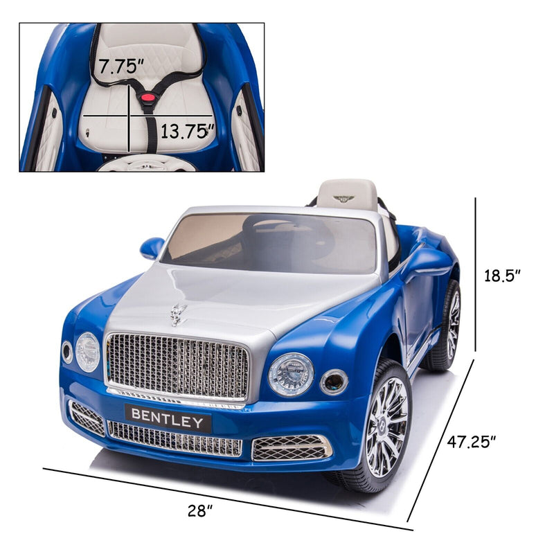 Load image into Gallery viewer, Bentley Mulsanne Licensed Electric Ride On Car for Kids - Blue+Grey
