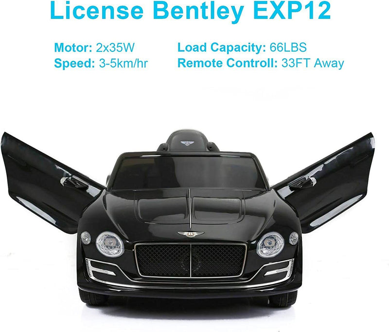 Load image into Gallery viewer, BENTLEY Style 12V Electric Kids Ride On Car Racer with Double Seats Control in Black
