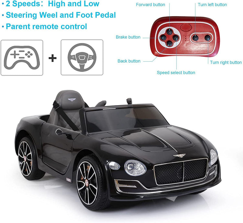 Load image into Gallery viewer, BENTLEY Style 12V Electric Kids Ride On Car Racer with Double Seats Control in Black
