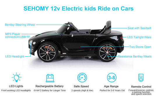 12V 2.4G Bentley Style Kids Electric Ride On Car with Remote Control