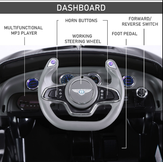 Load image into Gallery viewer, Bentley Style 12V 2.4G Kids Electric Car Ride-on Toy with Remote Control
