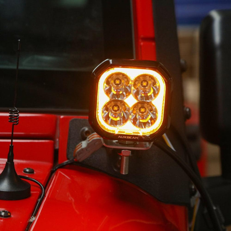 Load image into Gallery viewer, Color Play Series 3 Inch 100W Spot LED Pod Lights Off Road Lights with White DRL &amp; Amber Turn Signal Lights
