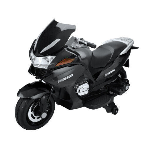 Black 12V Electric Kids Ride On Motorcycle - Battery Powered
