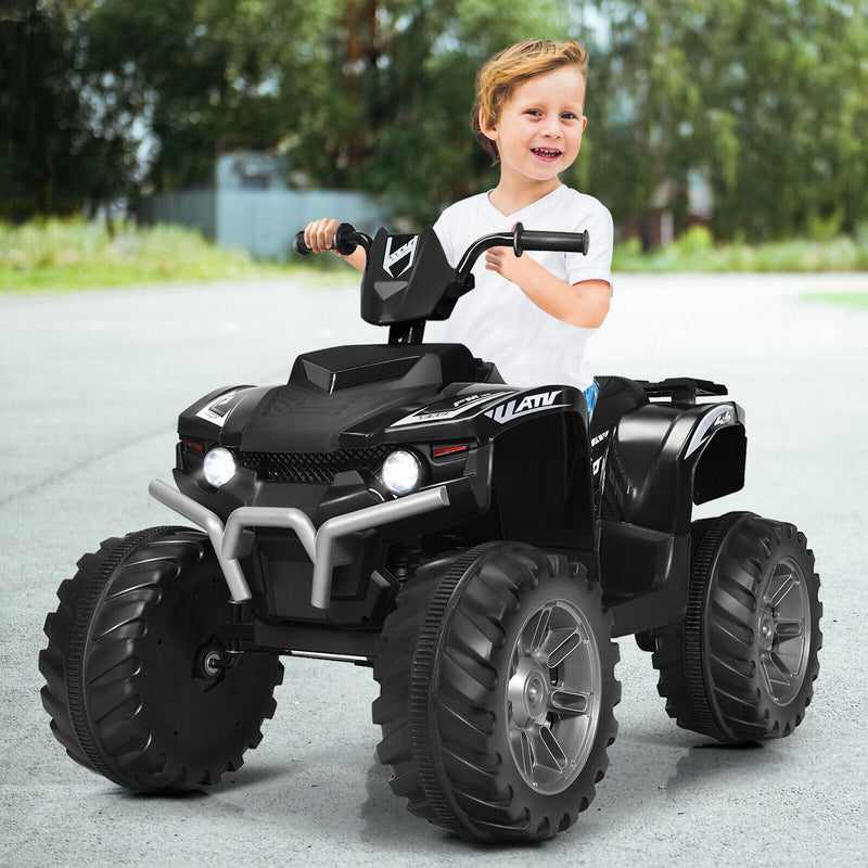 Load image into Gallery viewer, Black 12V Kids ATV Quad Ride On Car with LED Light and Music Toy
