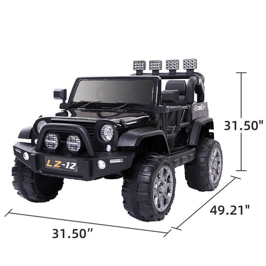 Black 12V Kids Ride-On Car with Parent Remote Control for Safe Play