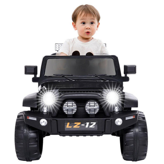 Black 12V Kids Ride-On Car with Parent Remote Control for Safe Play