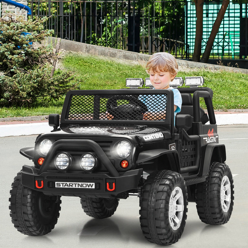 Load image into Gallery viewer, Black 12V Kids Ride On Truck with Remote Control &amp; Lights - Electric Car for Endless Fun!
