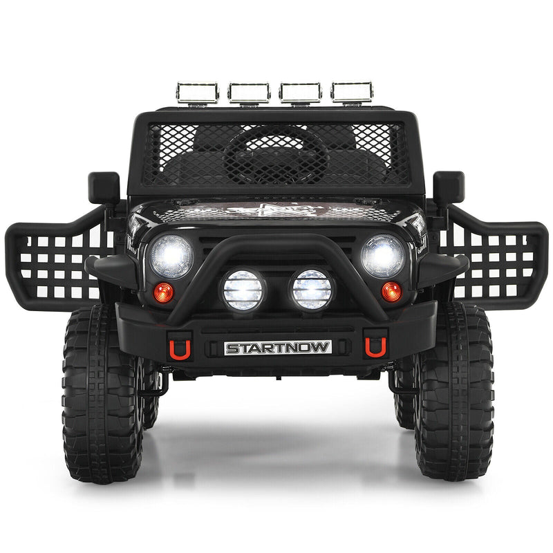 Load image into Gallery viewer, Black 12V Kids Ride On Truck with Remote Control &amp; Lights - Electric Car for Endless Fun!
