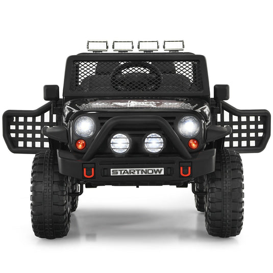 Black 12V Kids Ride On Truck with Remote Control & Lights - Electric Car for Endless Fun!