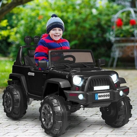 Load image into Gallery viewer, Black 12V Kids Ride On Truck with Remote Control and Double Magnetic Door
