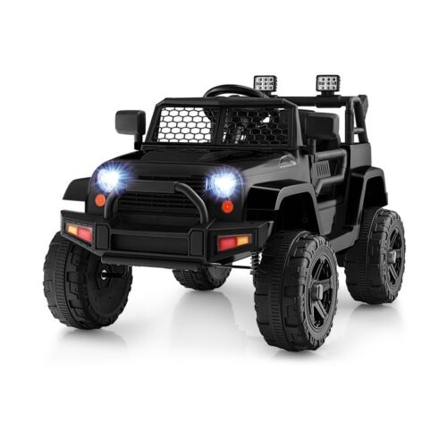 Load image into Gallery viewer, Black 12V Kids Ride On Truck with Remote Control, Music, and Lights
