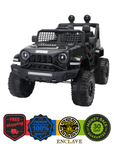 Load image into Gallery viewer, Black 12V Ride-On Truck for Kids with Remote Control, LED Lights, and Safety Belt
