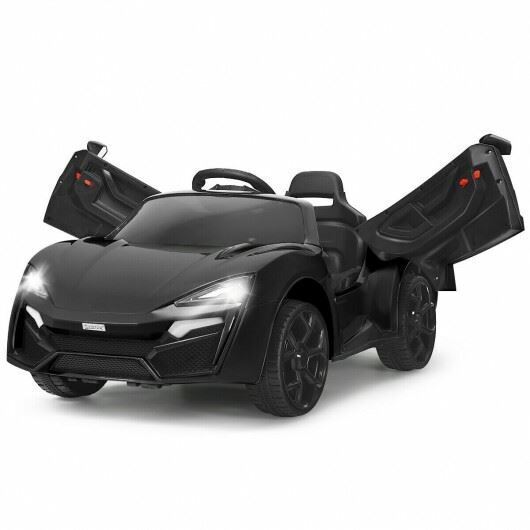 Load image into Gallery viewer, Black 2.4G RC Electric Vehicle with Lights - 12V Power
