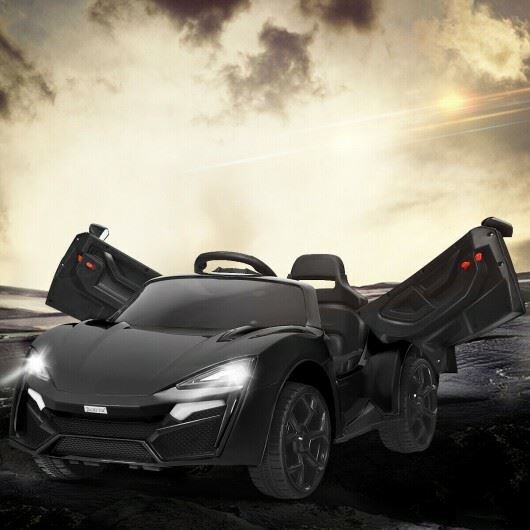 Black 2.4G RC Electric Vehicle with Lights - 12V Power