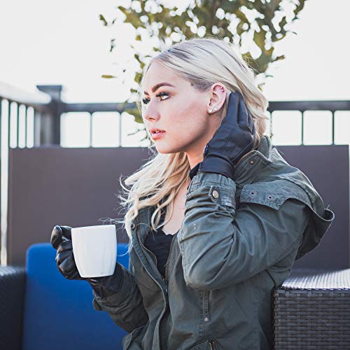 Load image into Gallery viewer, Ladies Warm Winter Dress And Work Gloves, Thermal Lining, Genuine Black Leather
