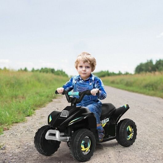 Load image into Gallery viewer, Black 6V Electric ATV Ride-On Toy for Kids with 4 Wheels
