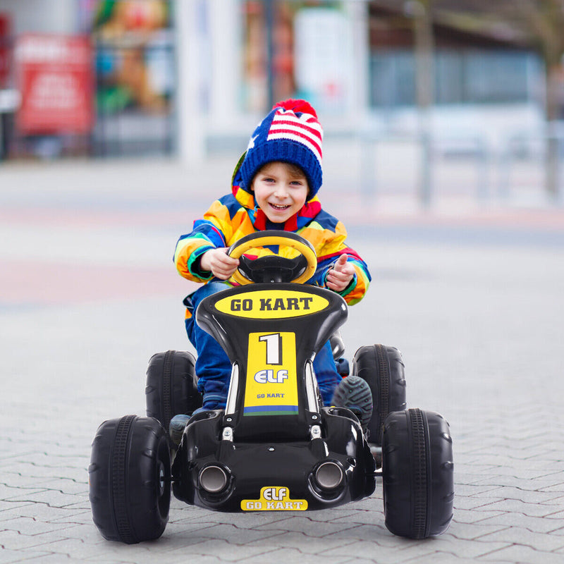 Load image into Gallery viewer, Black Babyjoy Go Kart Kids Ride On Car - Pedal Powered 4 Wheel Racer Toy
