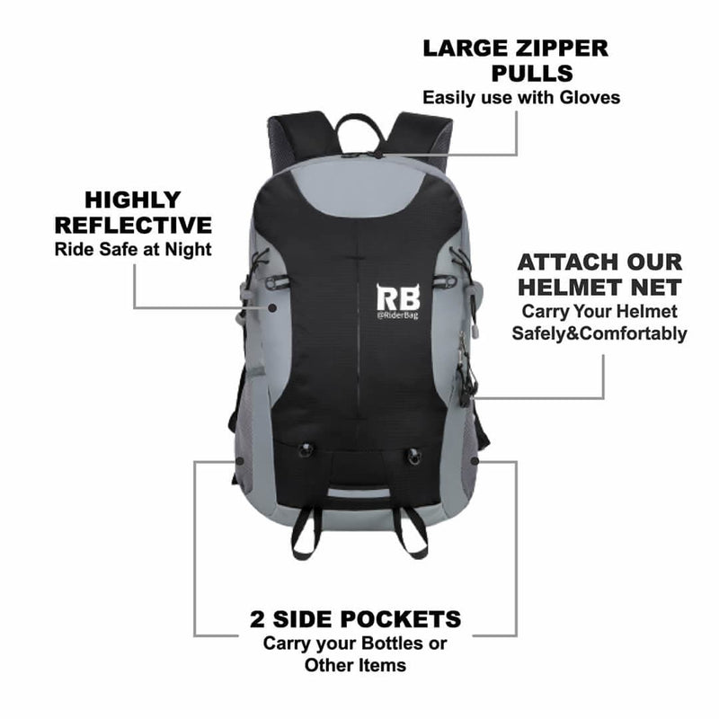 Load image into Gallery viewer, Black Reflective Commuter Bike Backpack | Riderbag Reflektor35
