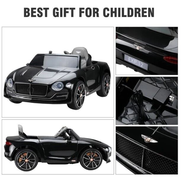 Load image into Gallery viewer, Black Bentley 12V Ride-On Car with Parental Remote Control - 2 Speeds for Ages 3-6

