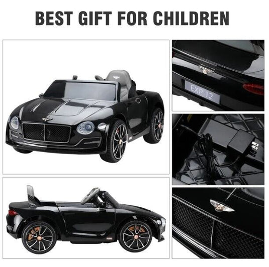 Black Bentley 12V Ride-On Car with Parental Remote Control - 2 Speeds for Ages 3-6