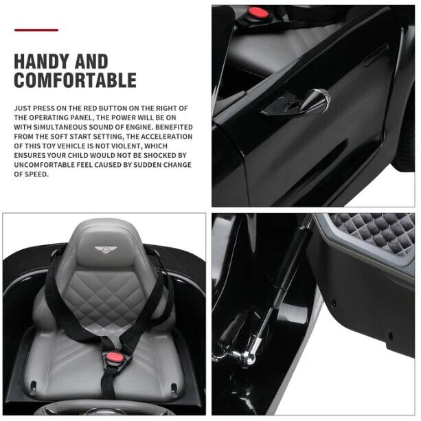 Load image into Gallery viewer, Black Bentley 12V Ride-On Car with Parental Remote Control - 2 Speeds for Ages 3-6

