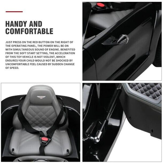 Black Bentley 12V Ride-On Car with Parental Remote Control - 2 Speeds for Ages 3-6