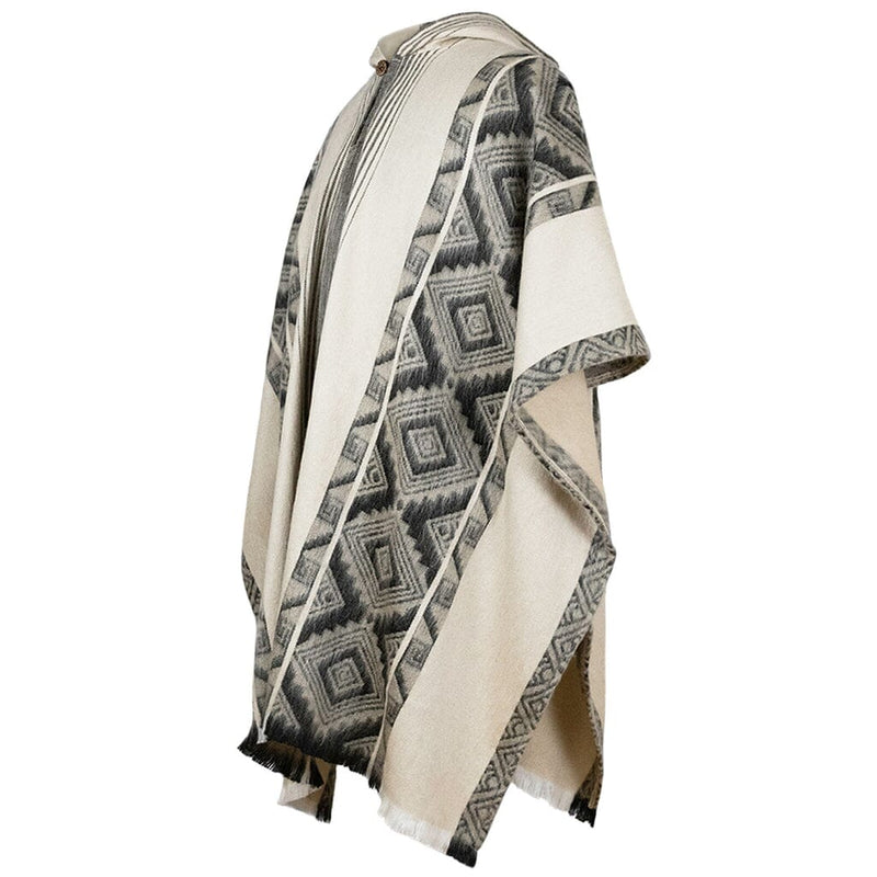 Load image into Gallery viewer, Black Grey Diamonds Alpaca Poncho
