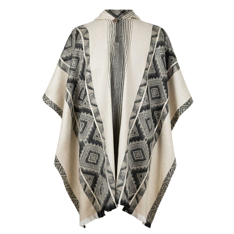 Load image into Gallery viewer, Black Grey Diamonds Alpaca Poncho
