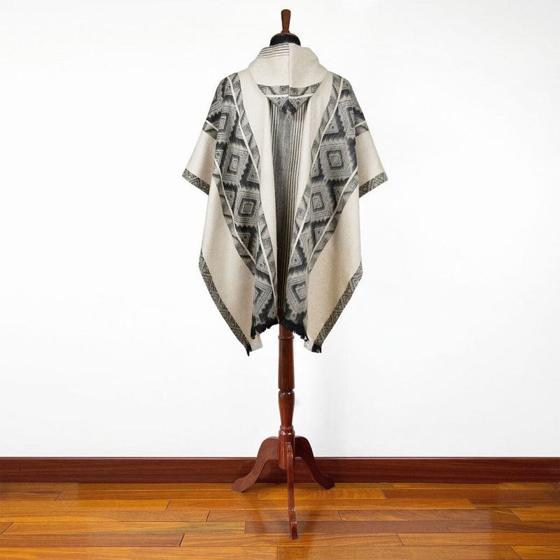Load image into Gallery viewer, Black Grey Diamonds Alpaca Poncho
