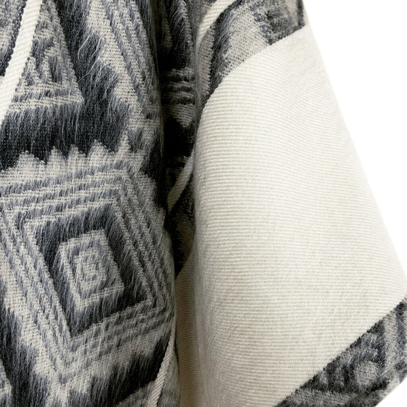 Load image into Gallery viewer, Black Grey Diamonds Alpaca Poncho
