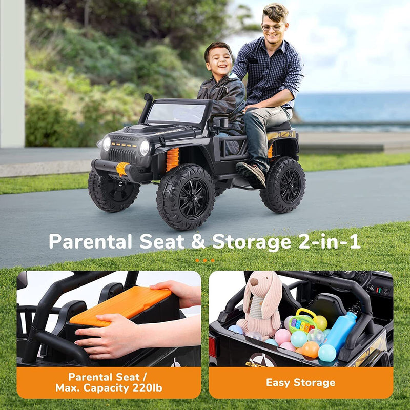 Load image into Gallery viewer, Black Kids Electric Ride On Car with Remote Control - Fun and Exciting Toy for 12V Adventures
