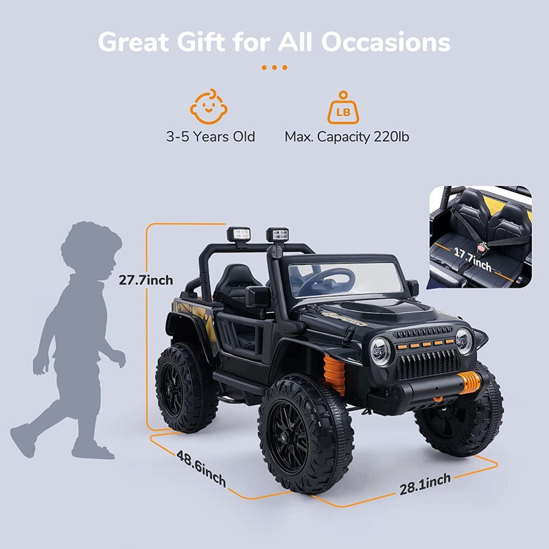 Load image into Gallery viewer, Black Kids Electric Ride On Car with Remote Control - Fun and Exciting Toy for 12V Adventures
