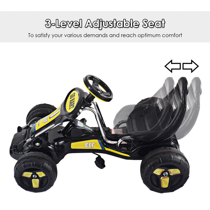 Load image into Gallery viewer, Black Pedal-Powered Go Kart for Kids - 4 Wheel Racer Toy with Joyful Ride Experience
